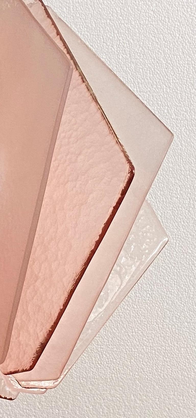 Organic Modern Contemporary Italian Rose Pink Textured Murano Glass Bronze Pendant/Chandelier For Sale