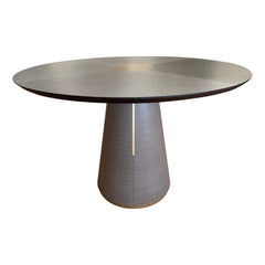 Contemporary Italian Round Table with Metal Detail, Made near Venice