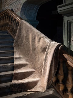 Contemporary Italian Rug Beige Grey Wool Silk, Roma Camouflage