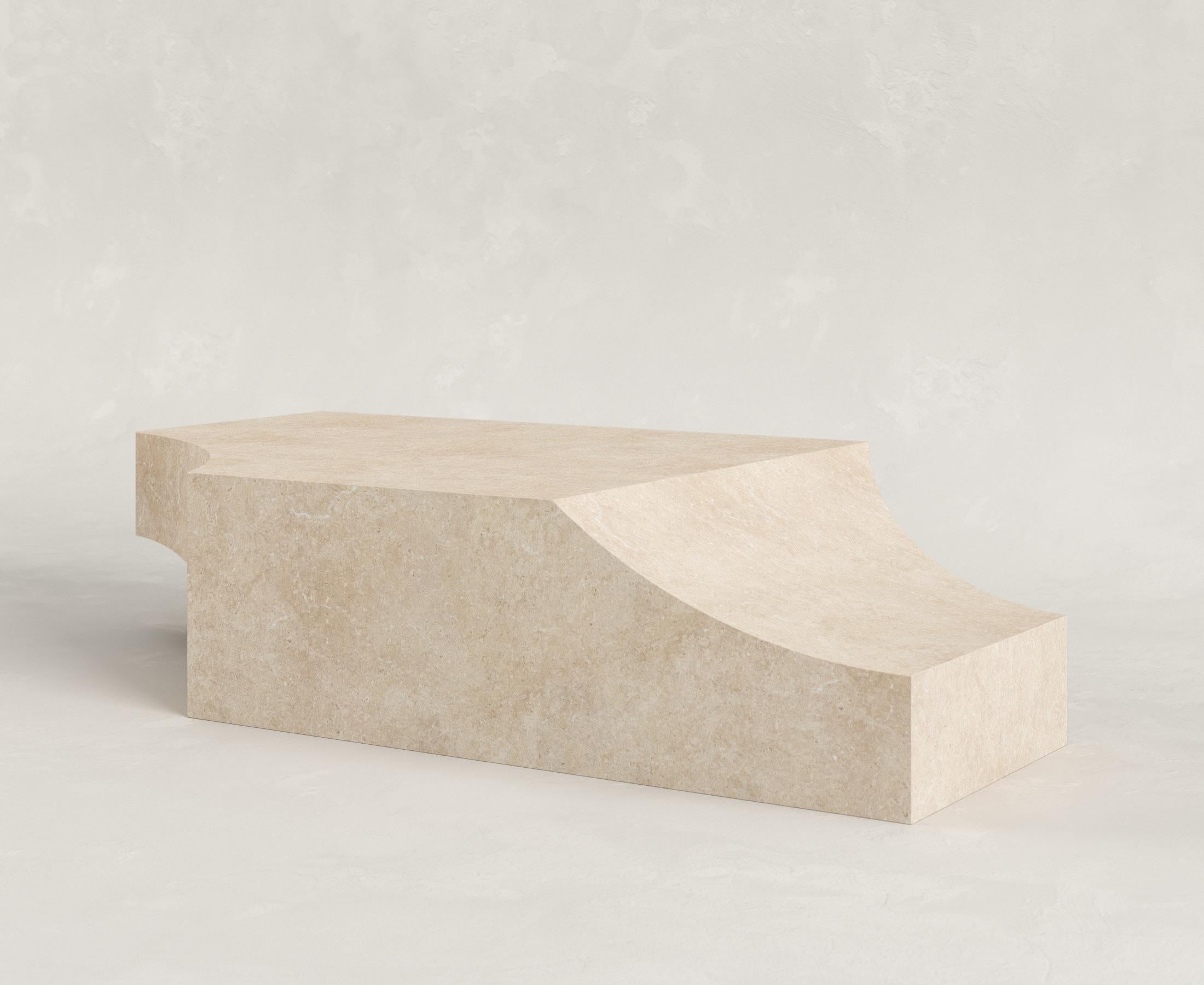 Contemporary Italian Sand limestone Scolpito Medium Rectangular Coffee Table In New Condition For Sale In 1204, CH