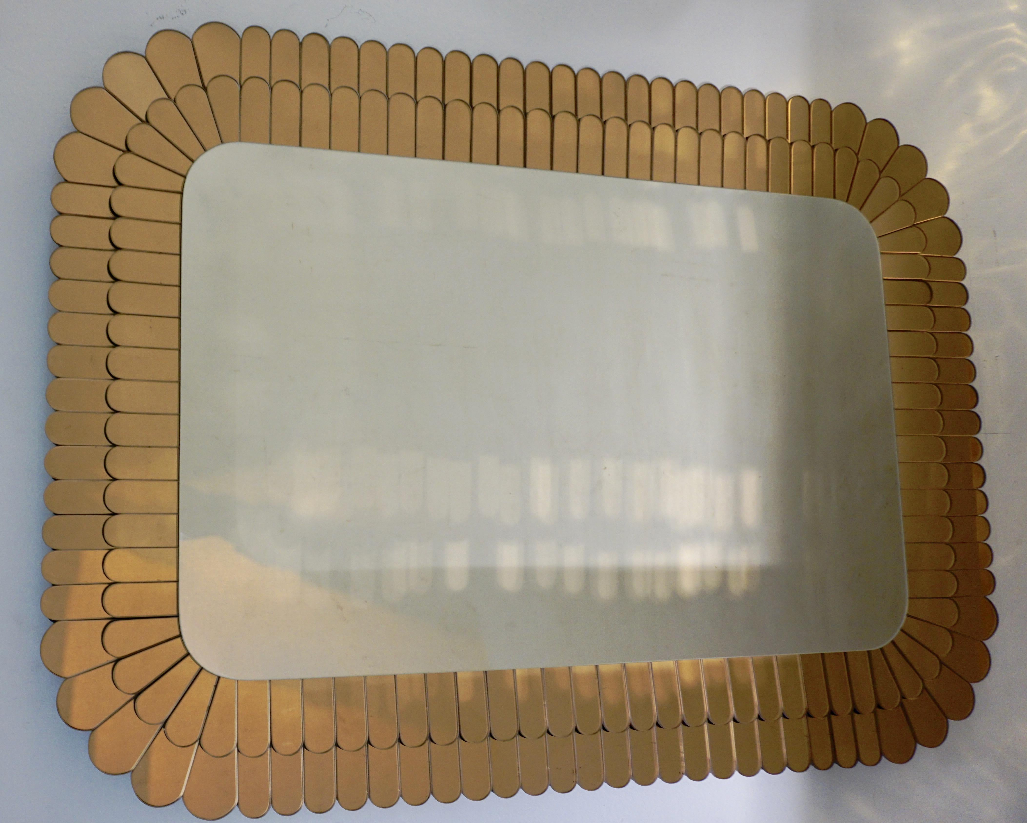 Contemporary Italian Scalloped Double Frame Silvered Bronze Murano Glass Mirror 5