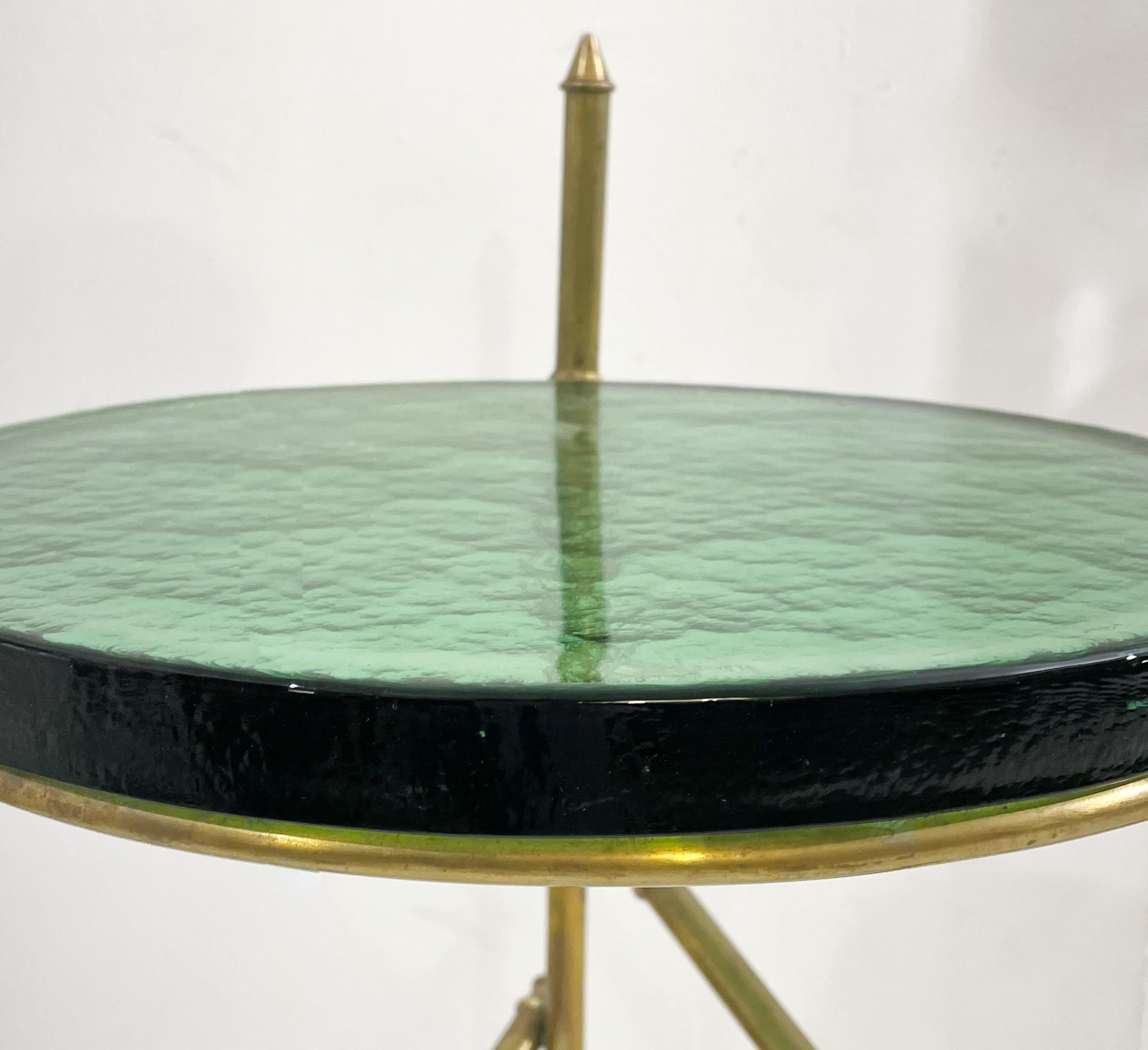 Contemporary Italian Side Table, Brass and Glass For Sale 1