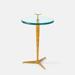 Contemporary Italian Side Table in Glass and Brass