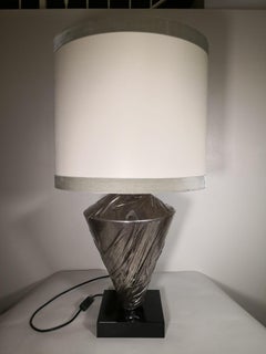 Contemporary Italian Silver Plated Hand Decorated Wooden Lamp