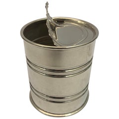 Contemporary Italian Silver 'Tin Can', circa 1990 with Serrated Open Lid