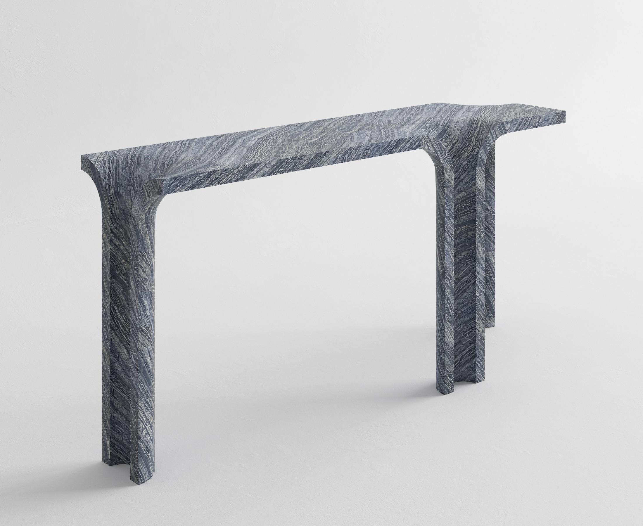 Contemporary Italian Silver wave marmor Melt konsole von studio narra (Handgeschnitzt) im Angebot
