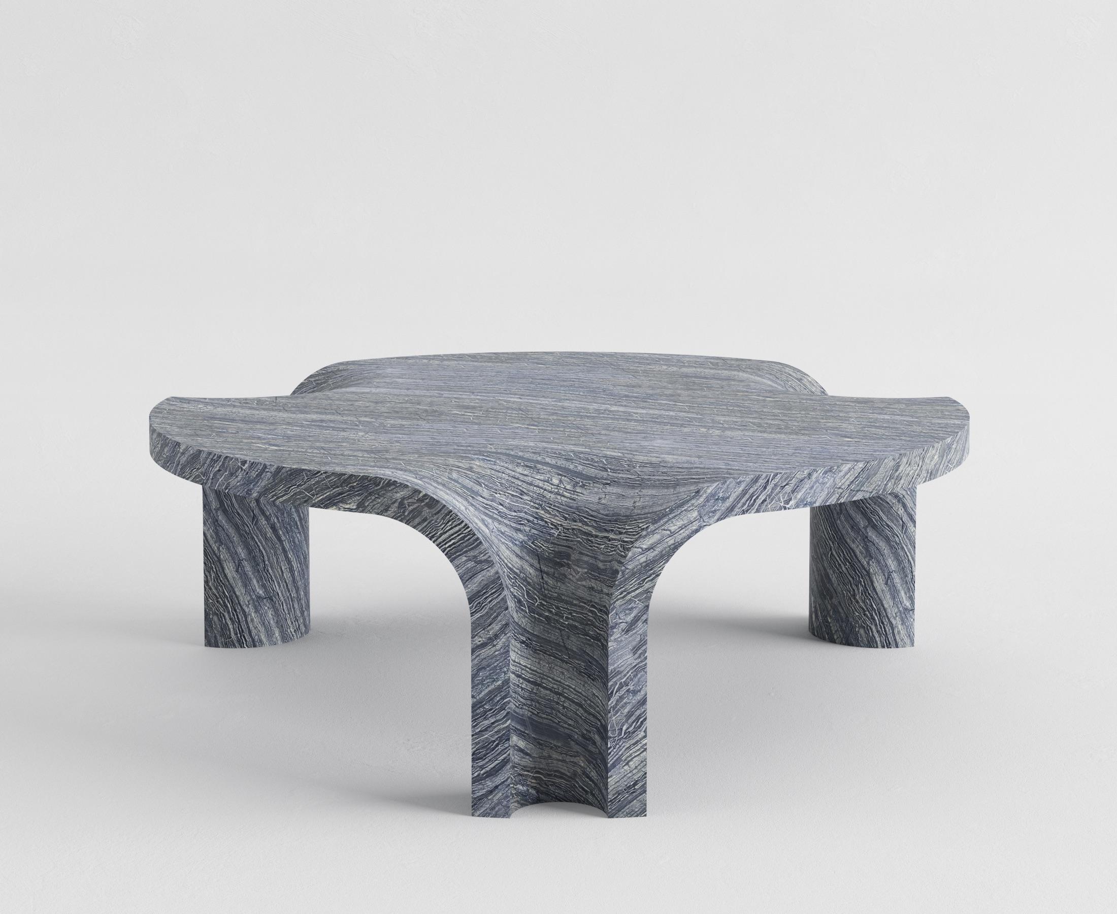 italien Contemporary Italian Silver wave marble Melt Round Coffee Table by studio narra en vente