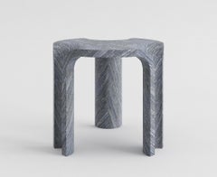Contemporary Italian Silver wave marble Melt Round Side Table by studio narra