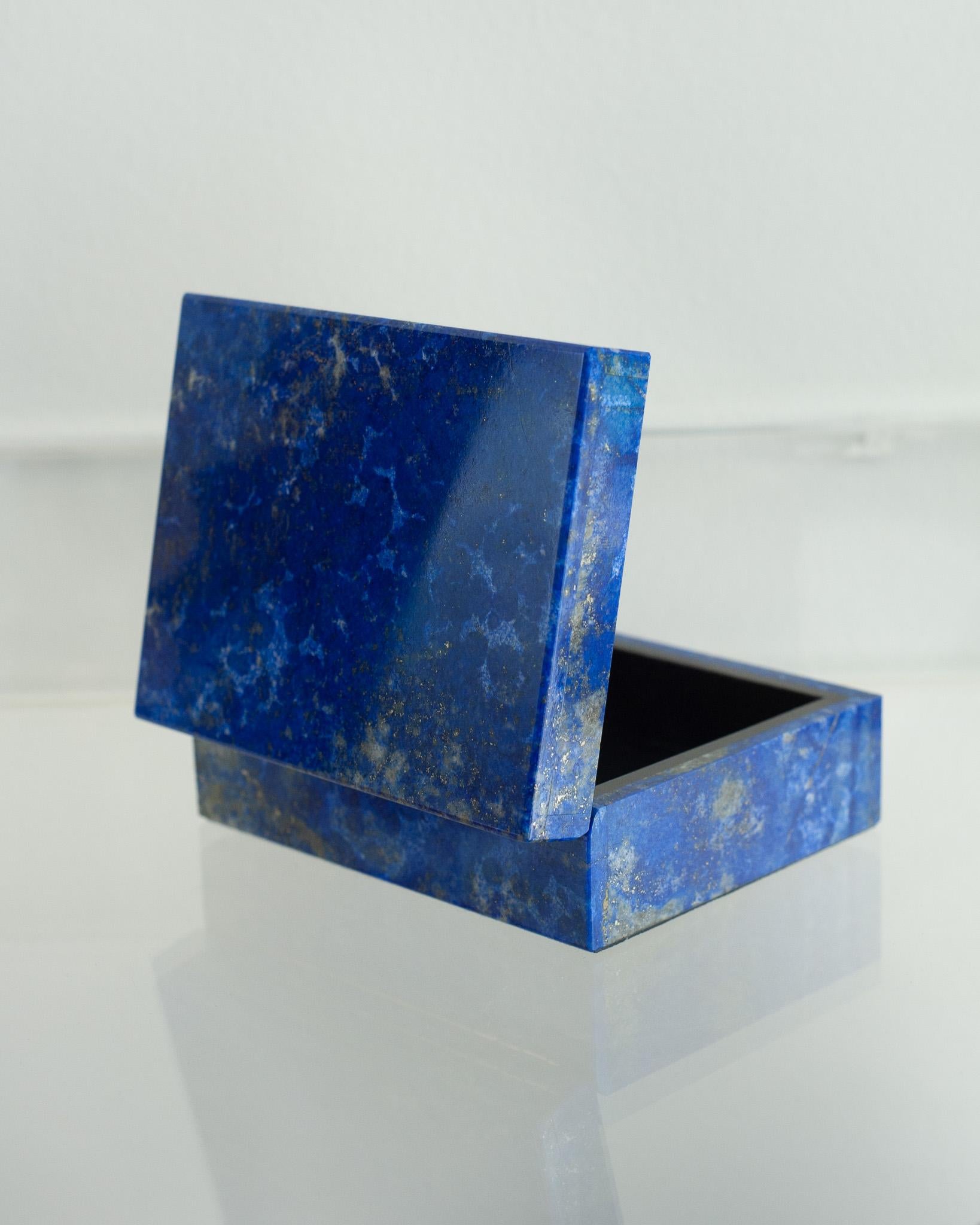 Marble Contemporary Italian Small Blue Lapis Box with Hinged Lid For Sale