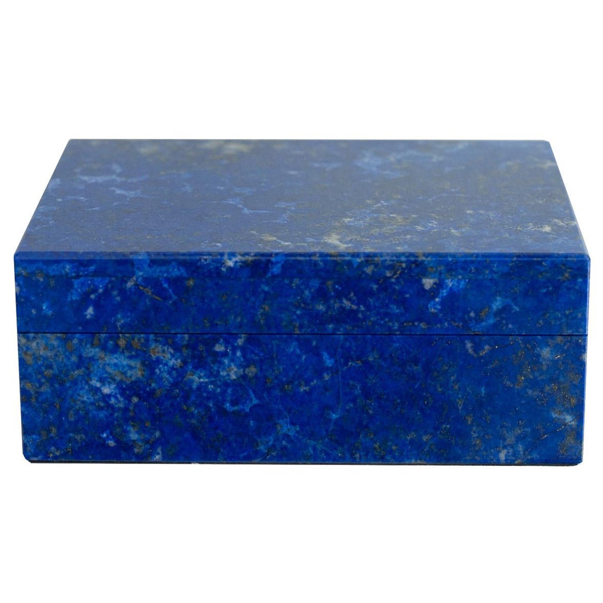Contemporary Italian Small Blue Lapis Box with Hinged Lid