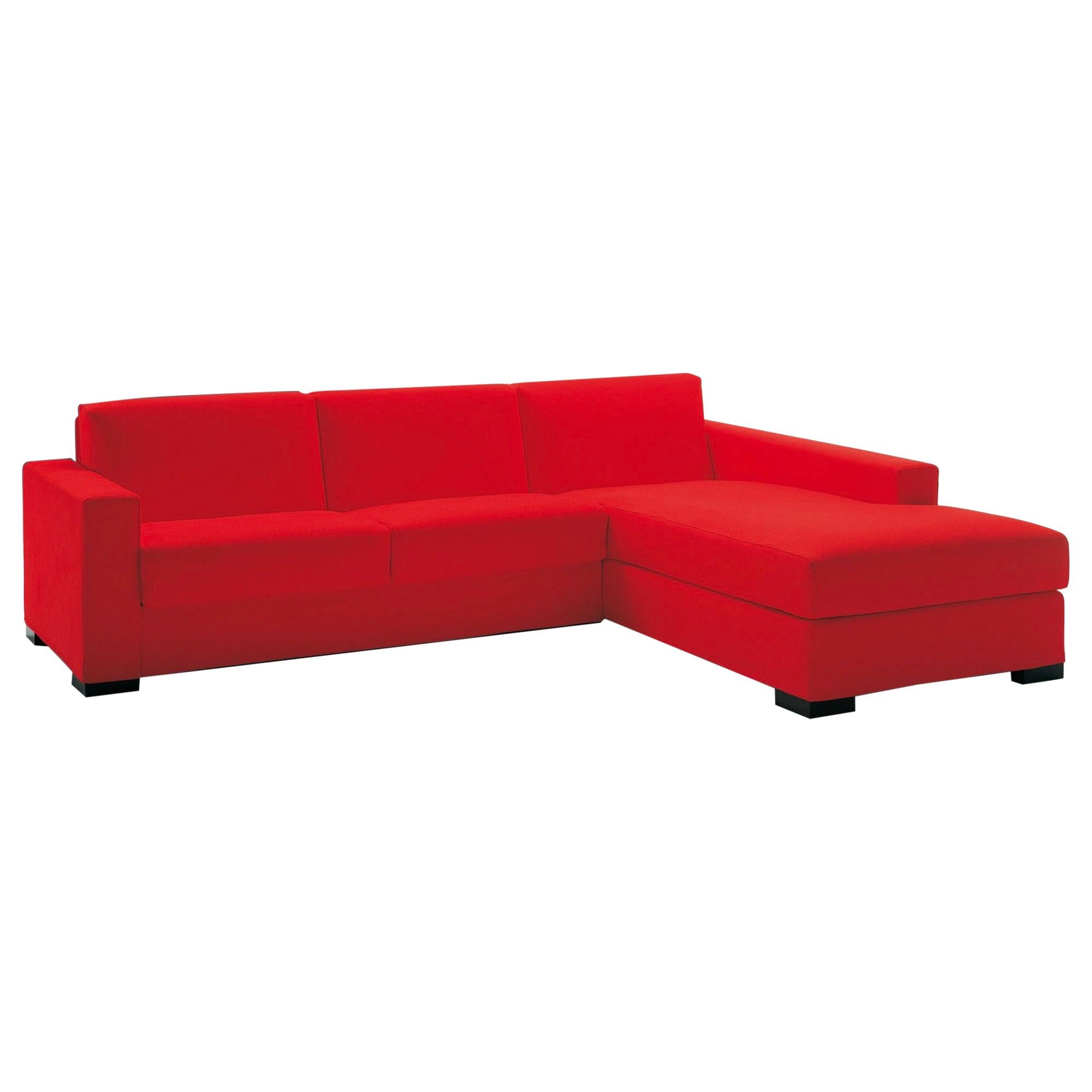 Contemporary Italian Sofa Bed with Chaise Lounge and Storage Space, New For Sale