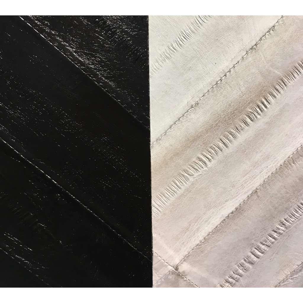 XXIe siècle et contemporain Miroir carré/diamant italien contemporain en cuir noir et blanc gris et noir en vente