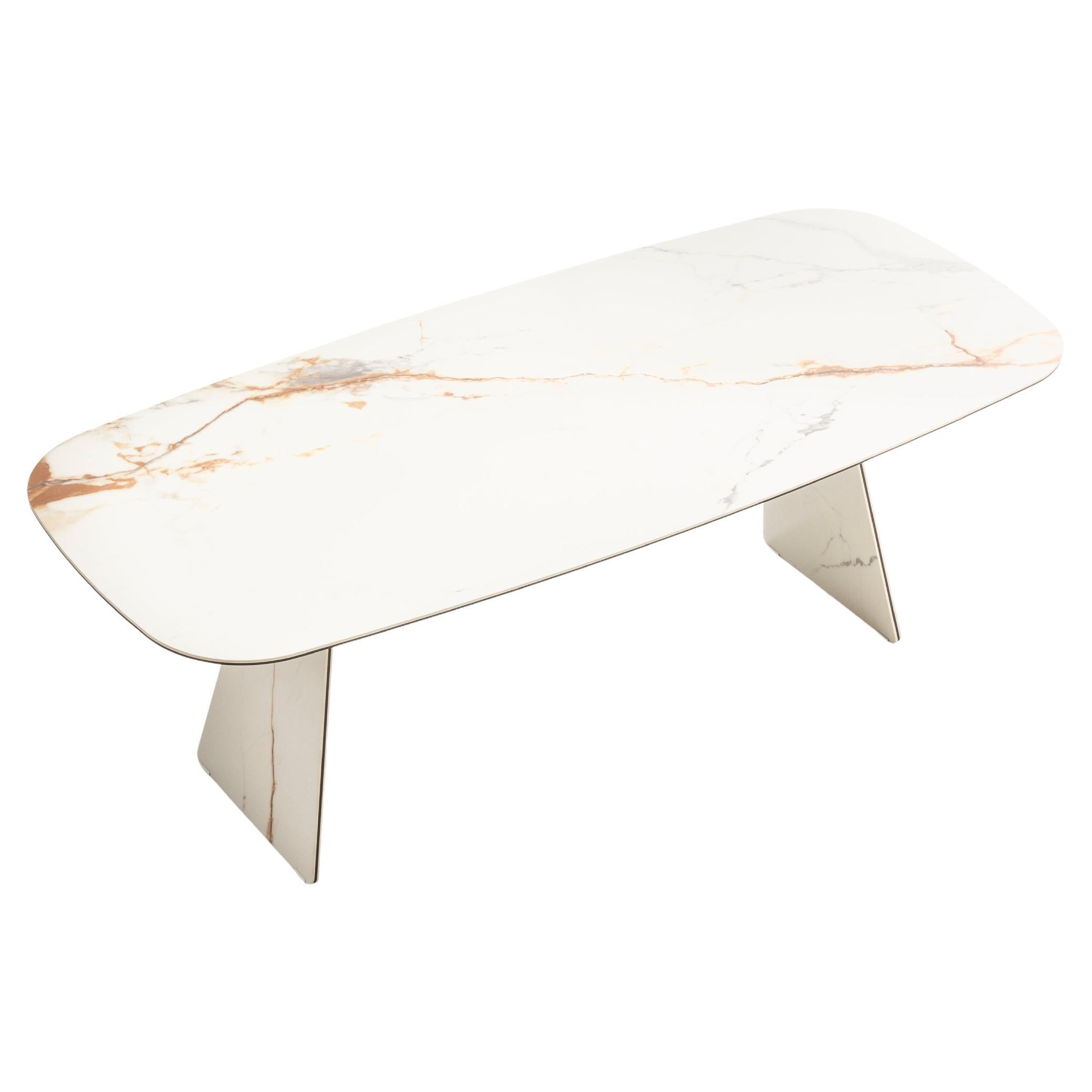 Contemporary Italian-Style Oval Porcelain Dining Table, Ceramic Kitchen Table