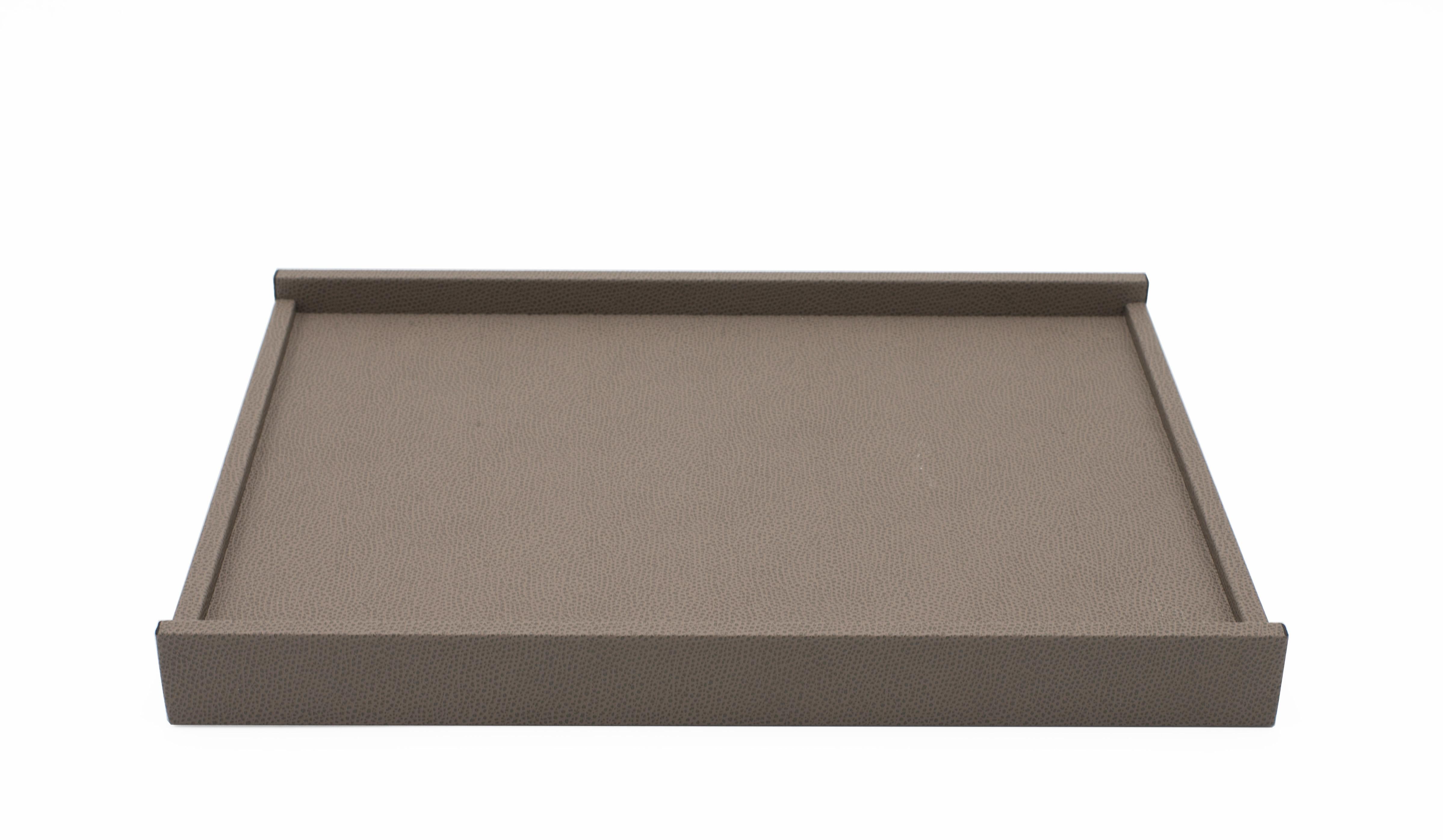 Contemporary Italian Taupe Leather Valet Tray In Good Condition In New York, NY