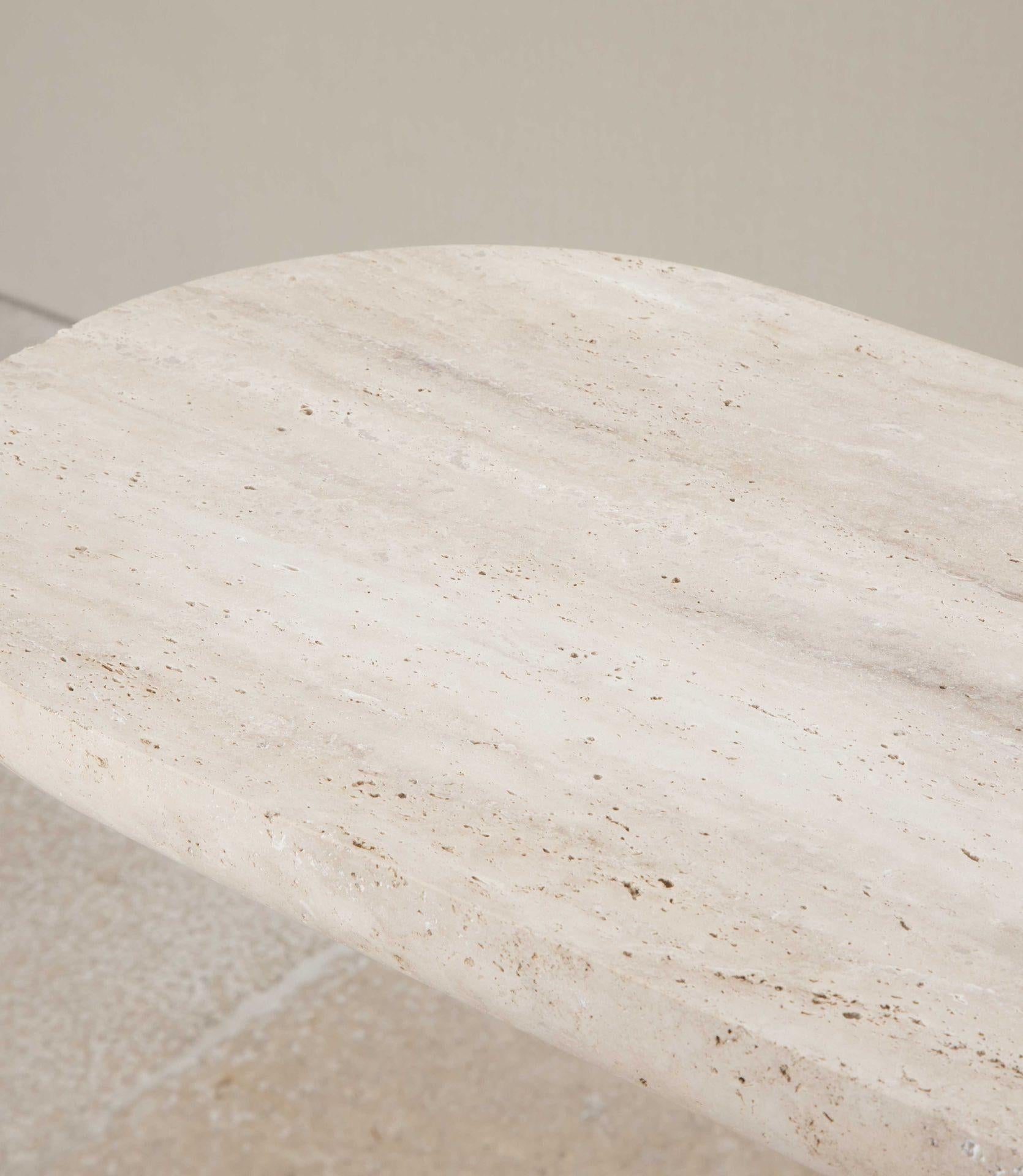 Contemporary Italian Travertine Console Table with 0 Shape Leg For Sale 2