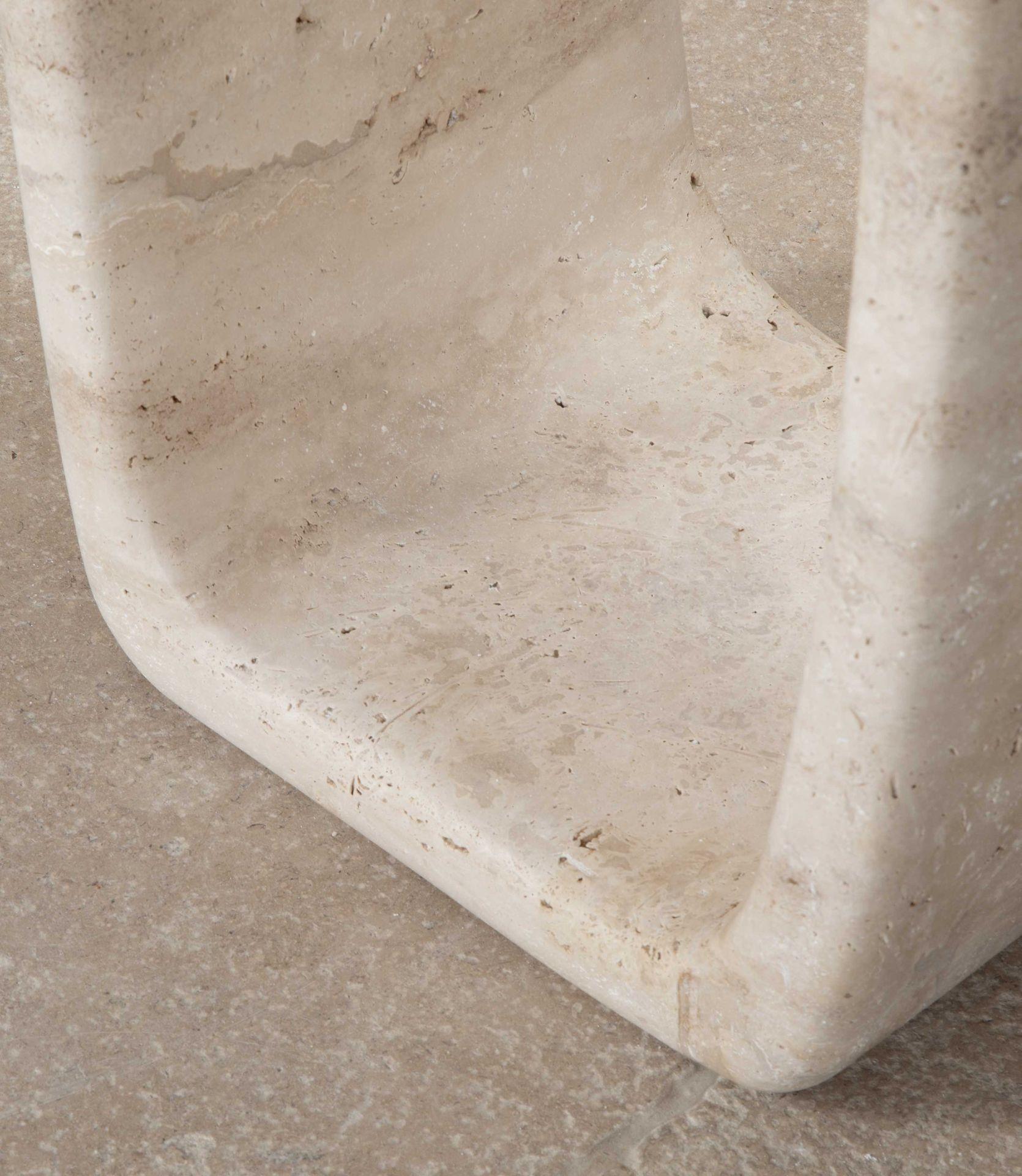 Contemporary Italian Travertine Console Table with 0 Shape Leg For Sale 4