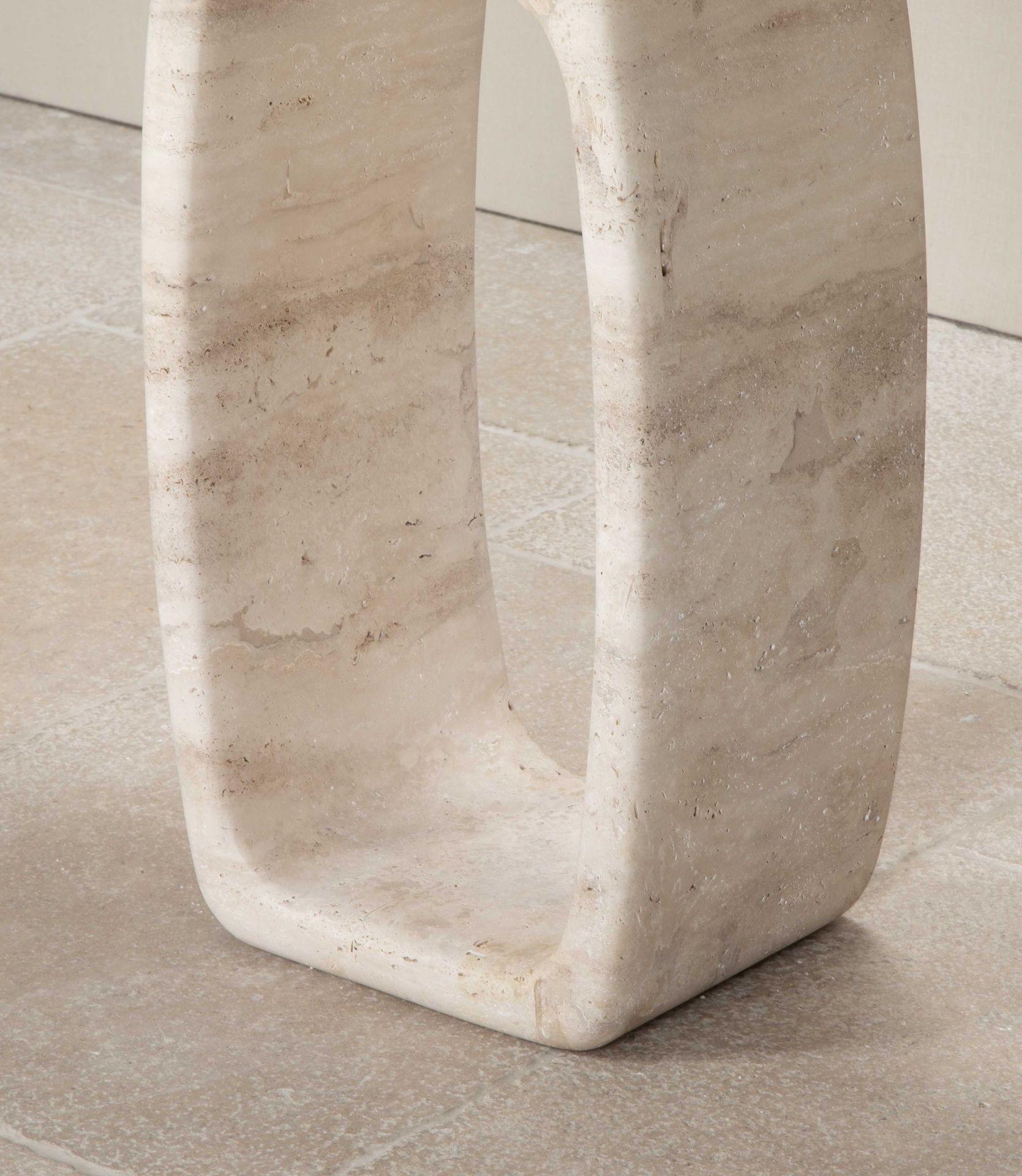 Contemporary Italian Travertine Console Table with 0 Shape Leg For Sale 6