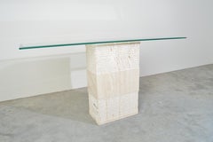 Mesa consola contemporánea de mármol travertino italiano según Artedi