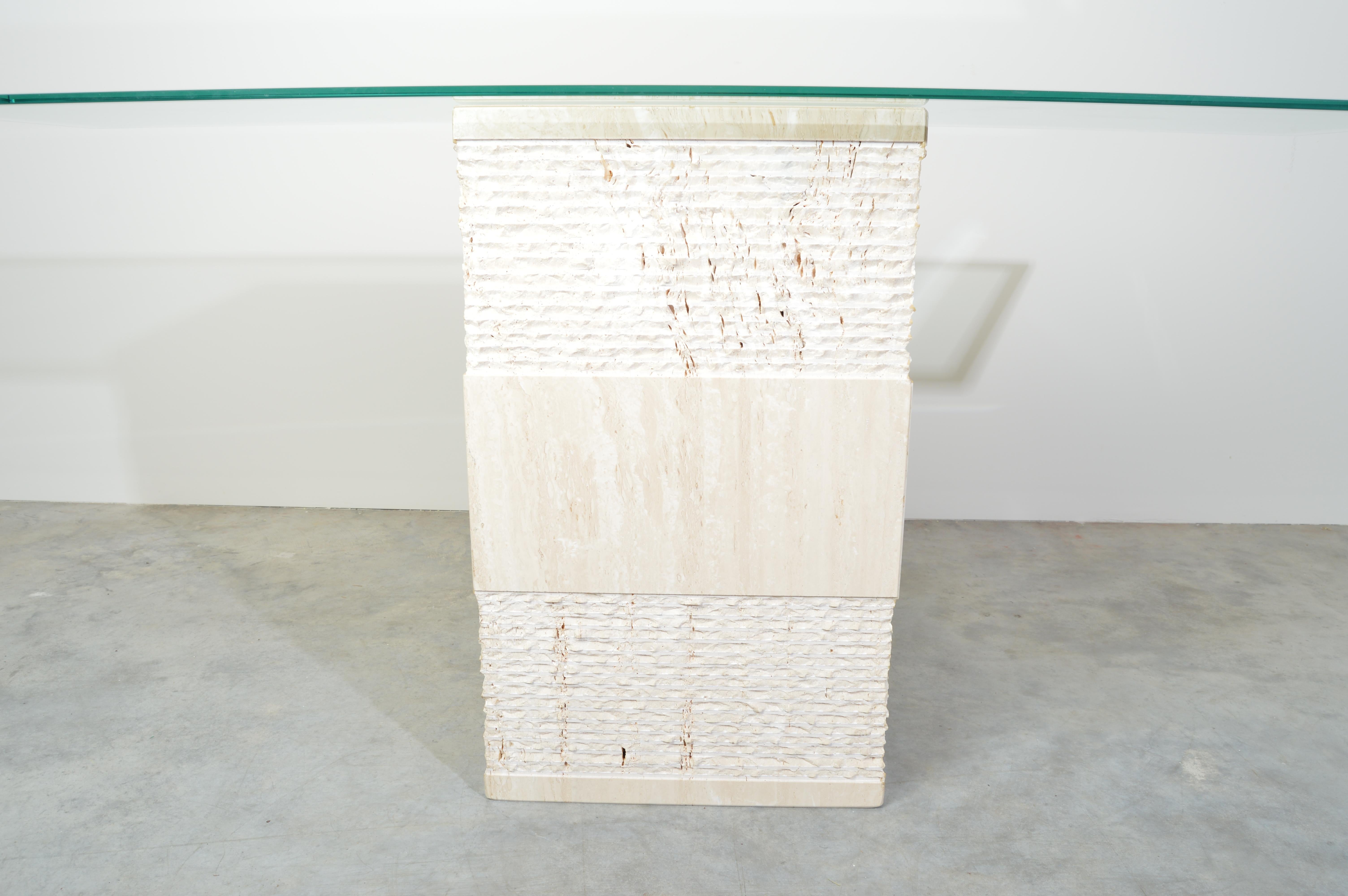Contemporary Italian Travertine Marble Console Table After Artedi For ...