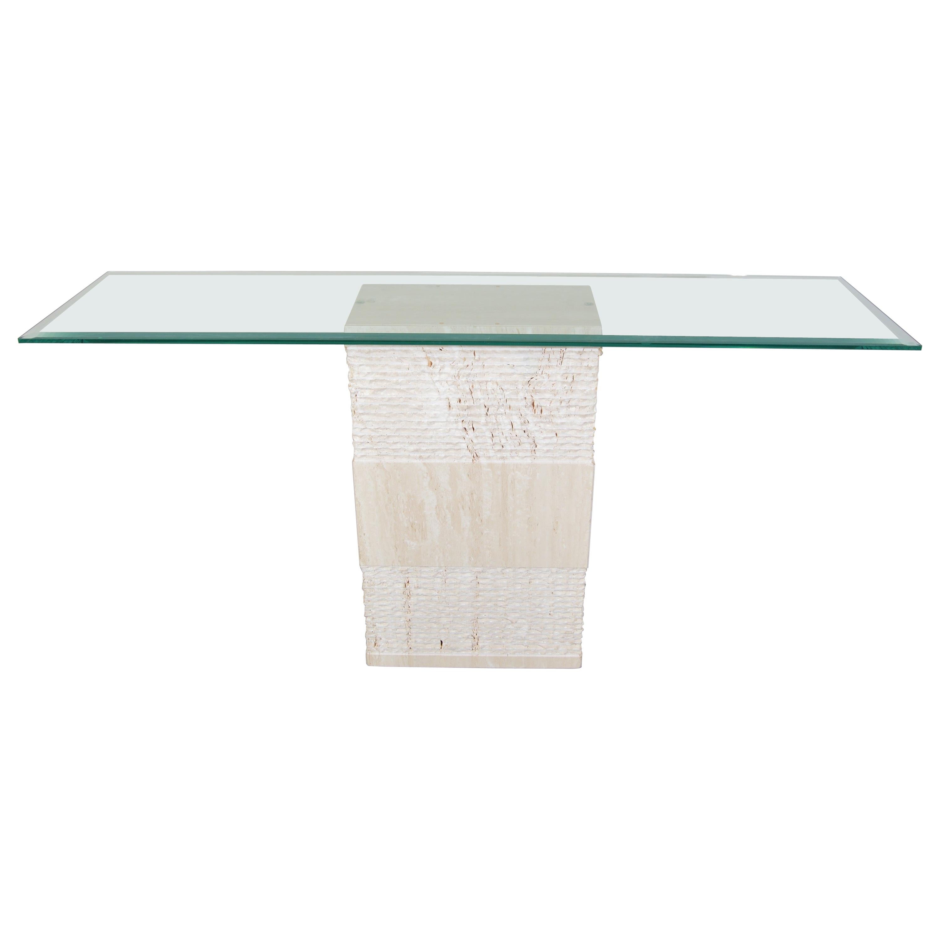 Contemporary Italian Travertine Marble Console Table after Artedi