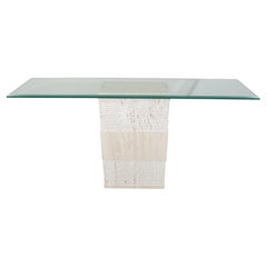 Contemporary Italian Travertine Marble Console Table After Artedi