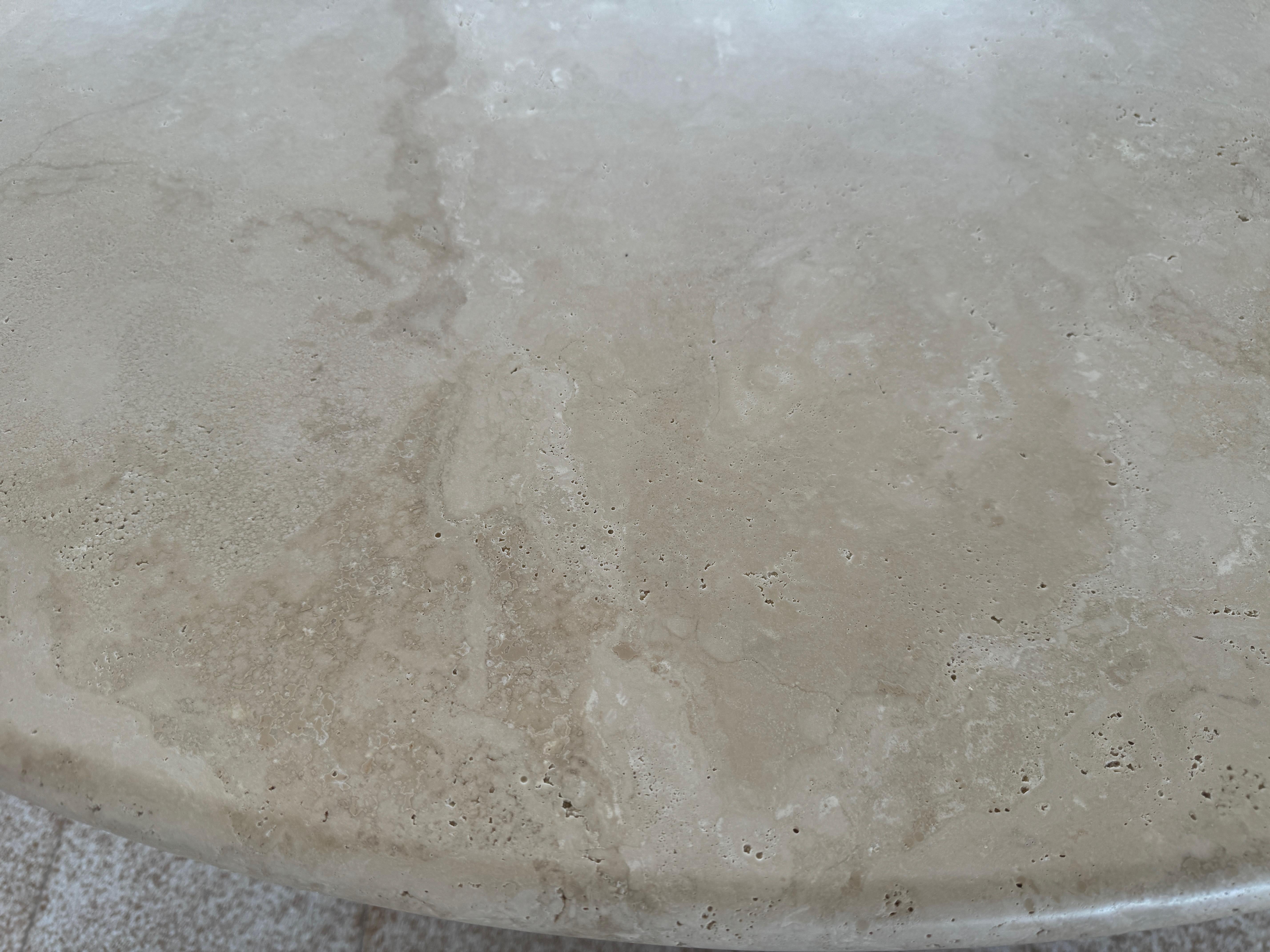 Contemporary Italian Travertine Table with Wide Conical Base 150cm For Sale 1