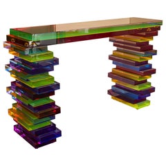 Contemporary Italian Unique Mutli-Color Resin Console Art Piece