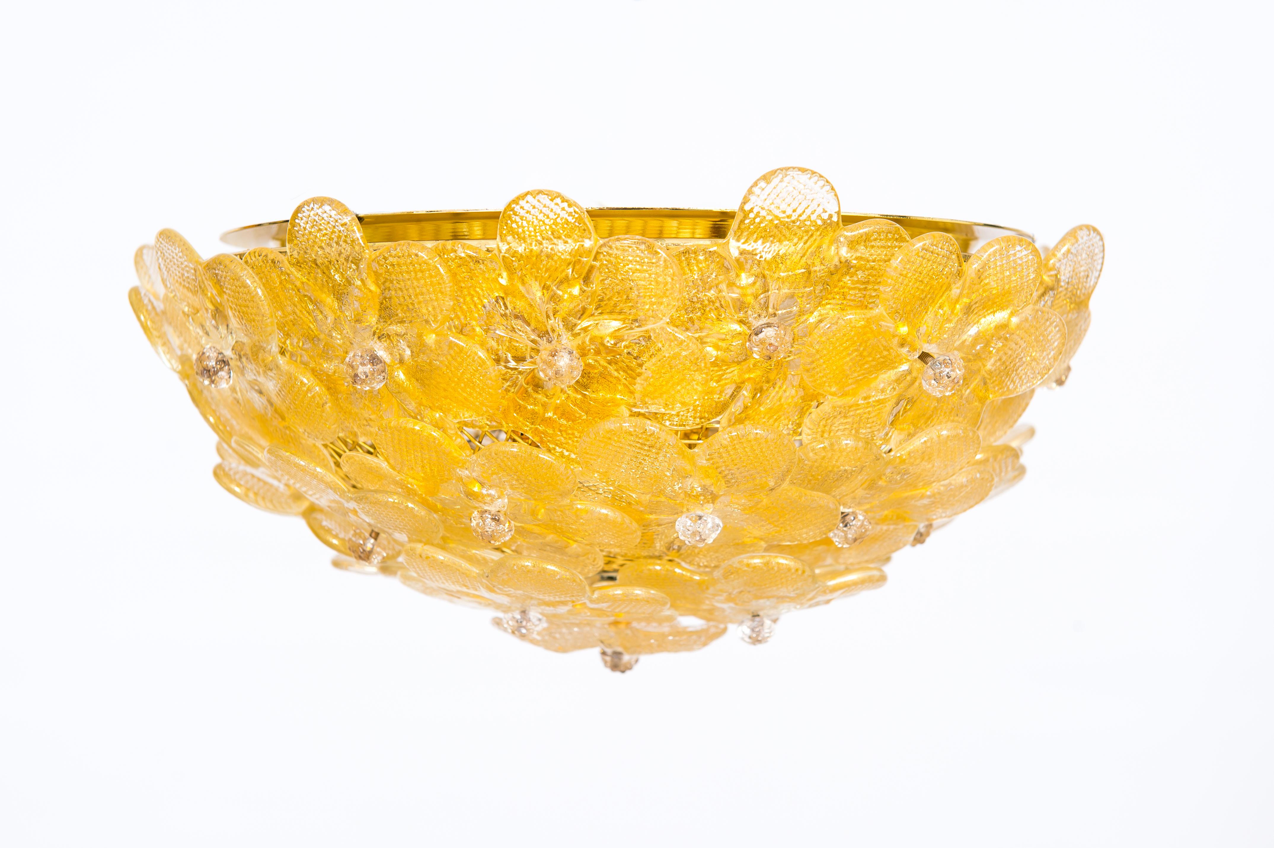 XXIe siècle et contemporain Monture encastrée en verre vénitien italien contemporain de Murano avec finitions dorées en vente