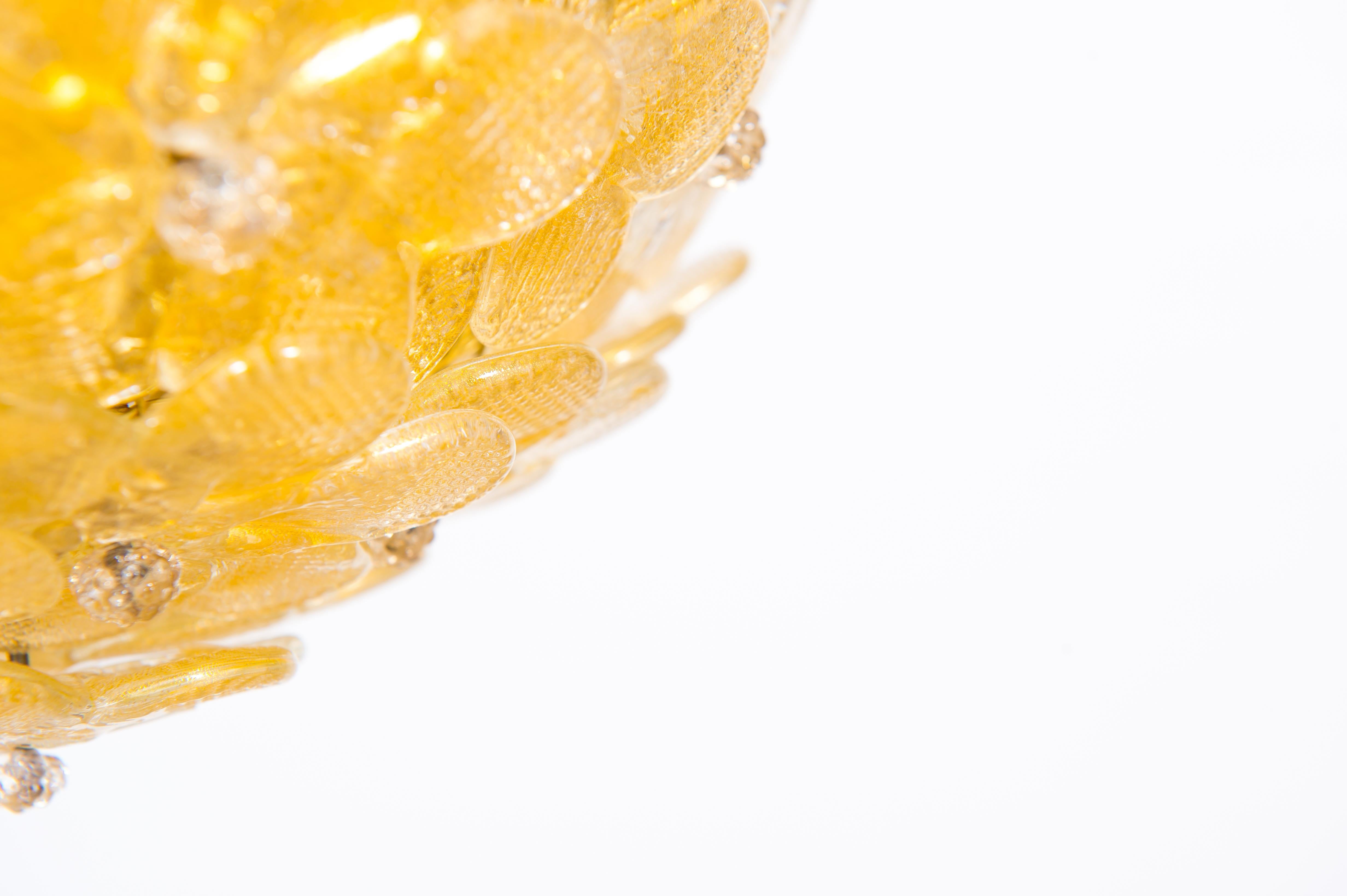 Or Monture encastrée en verre vénitien italien contemporain de Murano avec finitions dorées en vente