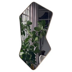 Contemporary Italian Wall Mirror CAM by Spinzi with natural Brass edge handmade