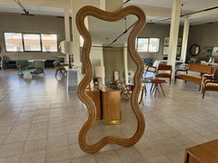 Contemporary Italian Wavy Bamboo Mirror