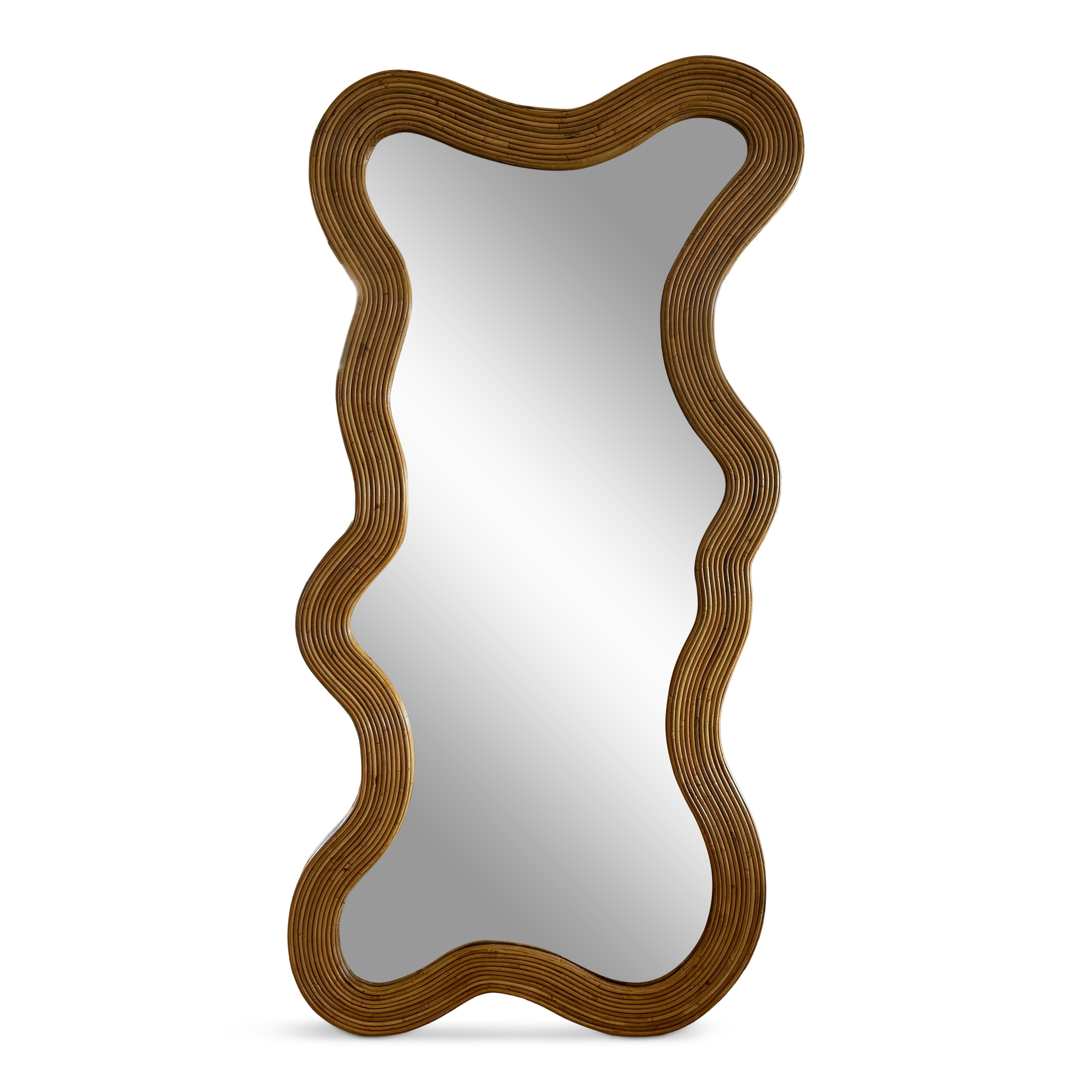 Contemporary Italian Wavy Bamboo Mirror im Angebot 1