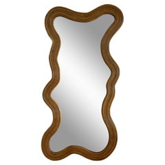 Contemporary Italian Wavy Bamboo Mirror