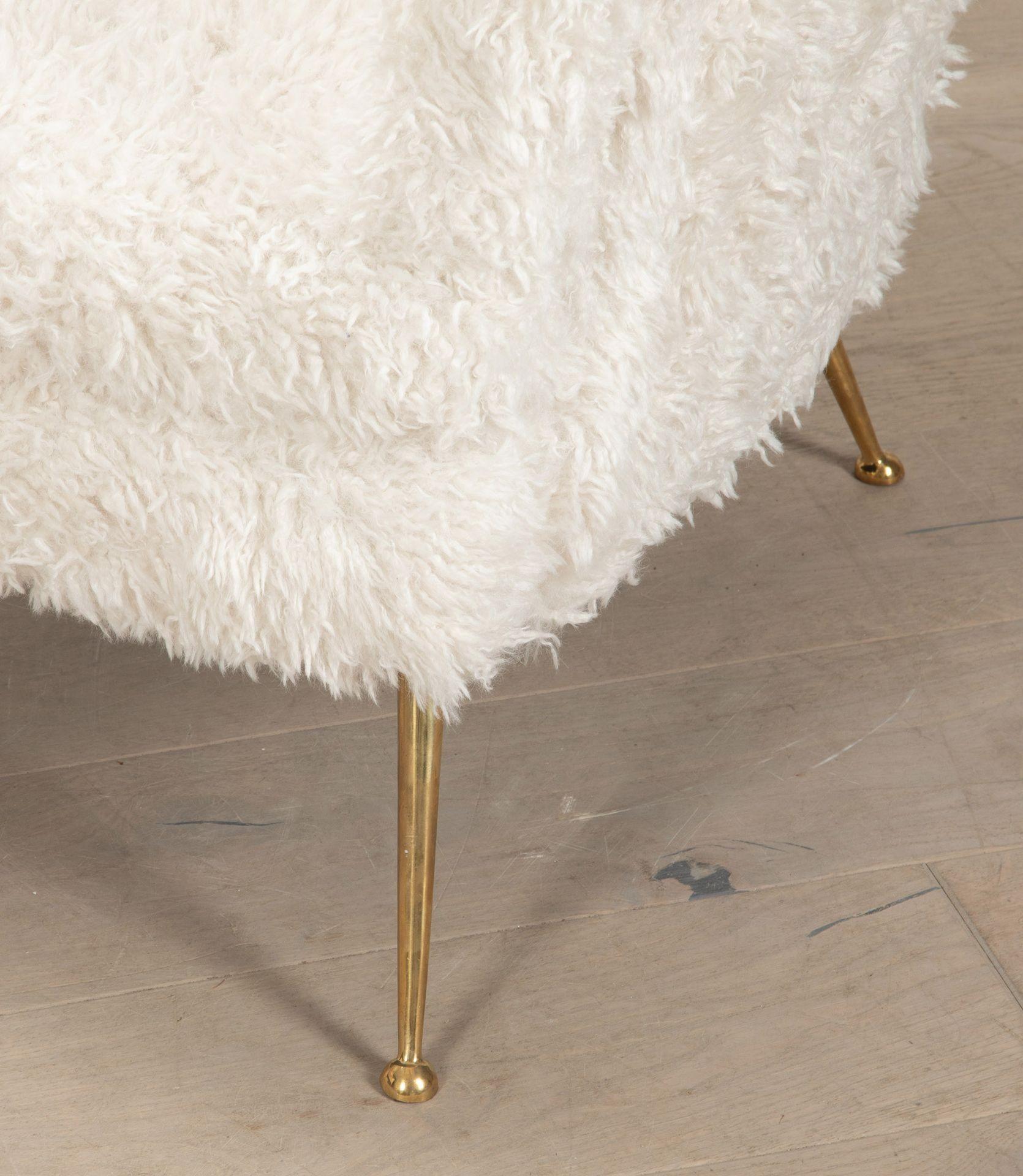 Contemporary Italian White Faux Fur Armchairs For Sale 1