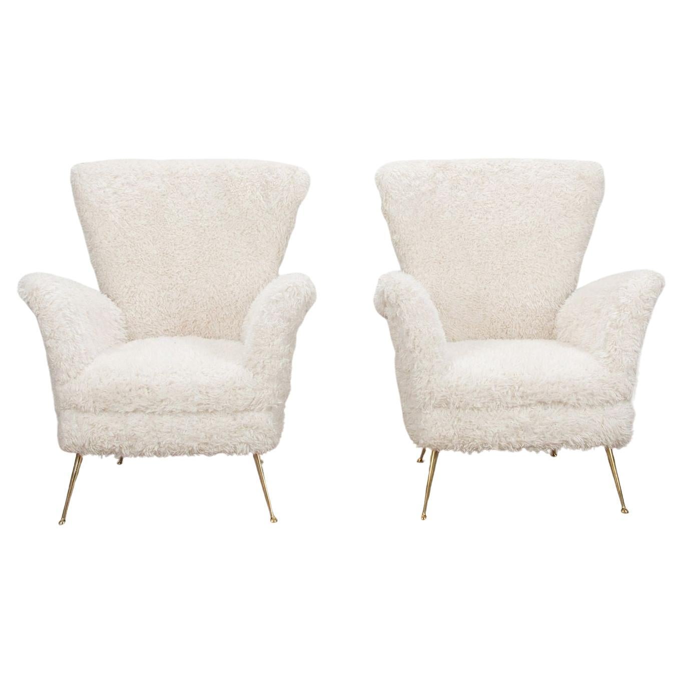 Sillones italianos contemporáneos de piel sintética blanca