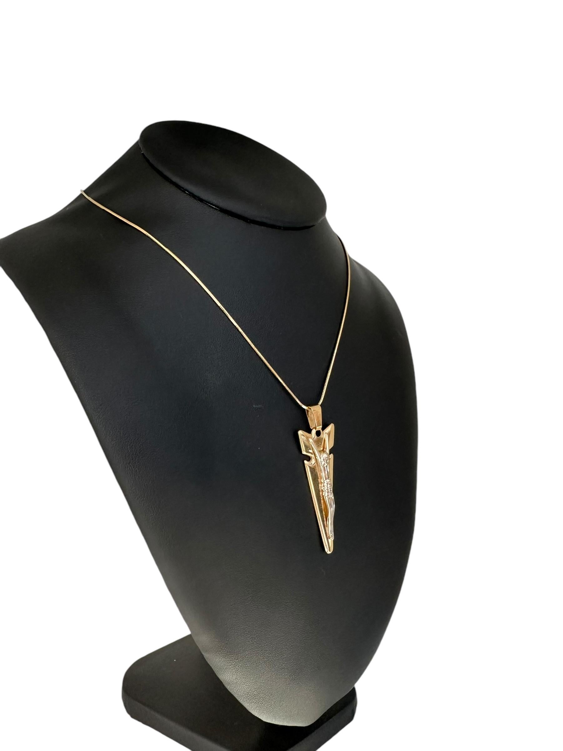Women's or Men's Contemporary Italian Yellow and White Gold Crucifix For Sale