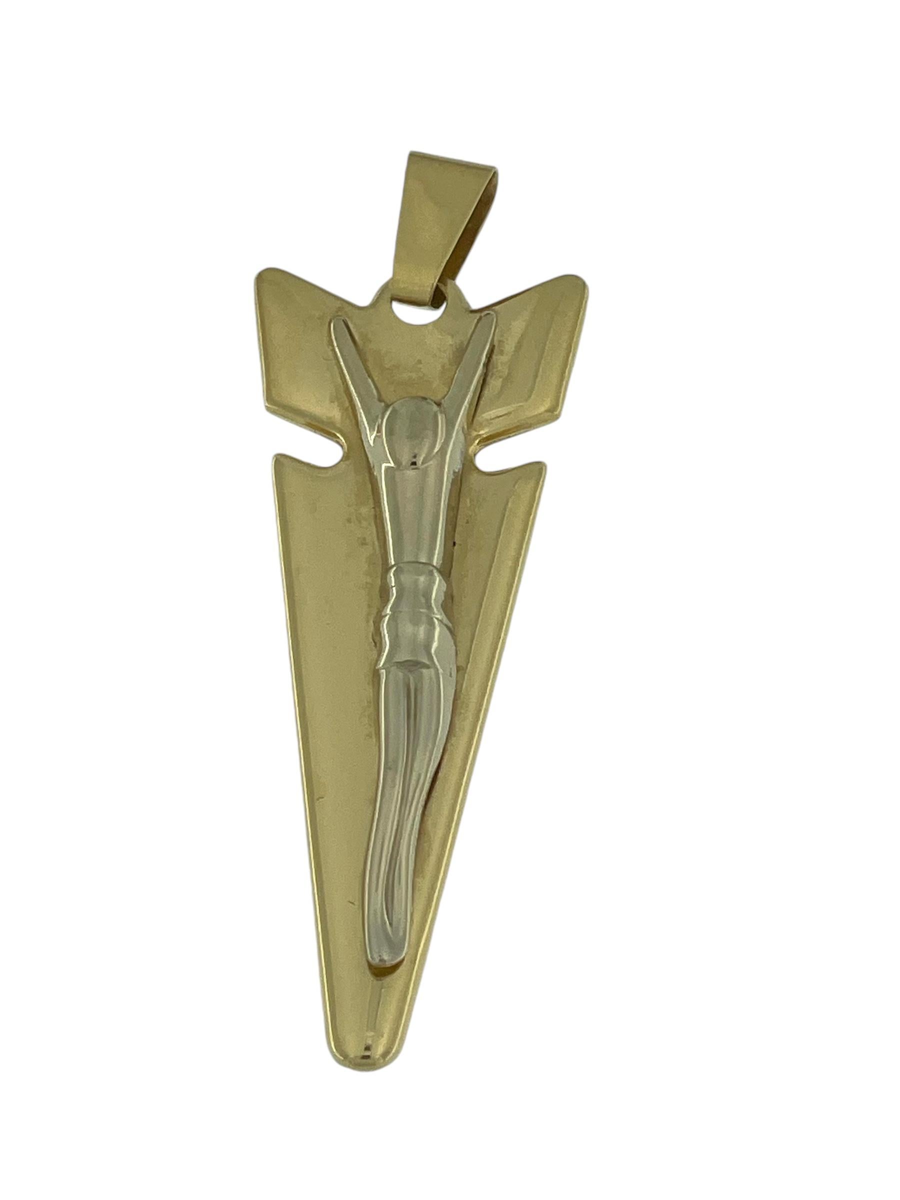 Contemporary Italian Yellow and White Gold Crucifix For Sale 2