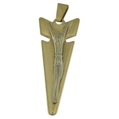 Contemporary Italian Yellow and White Gold Crucifix