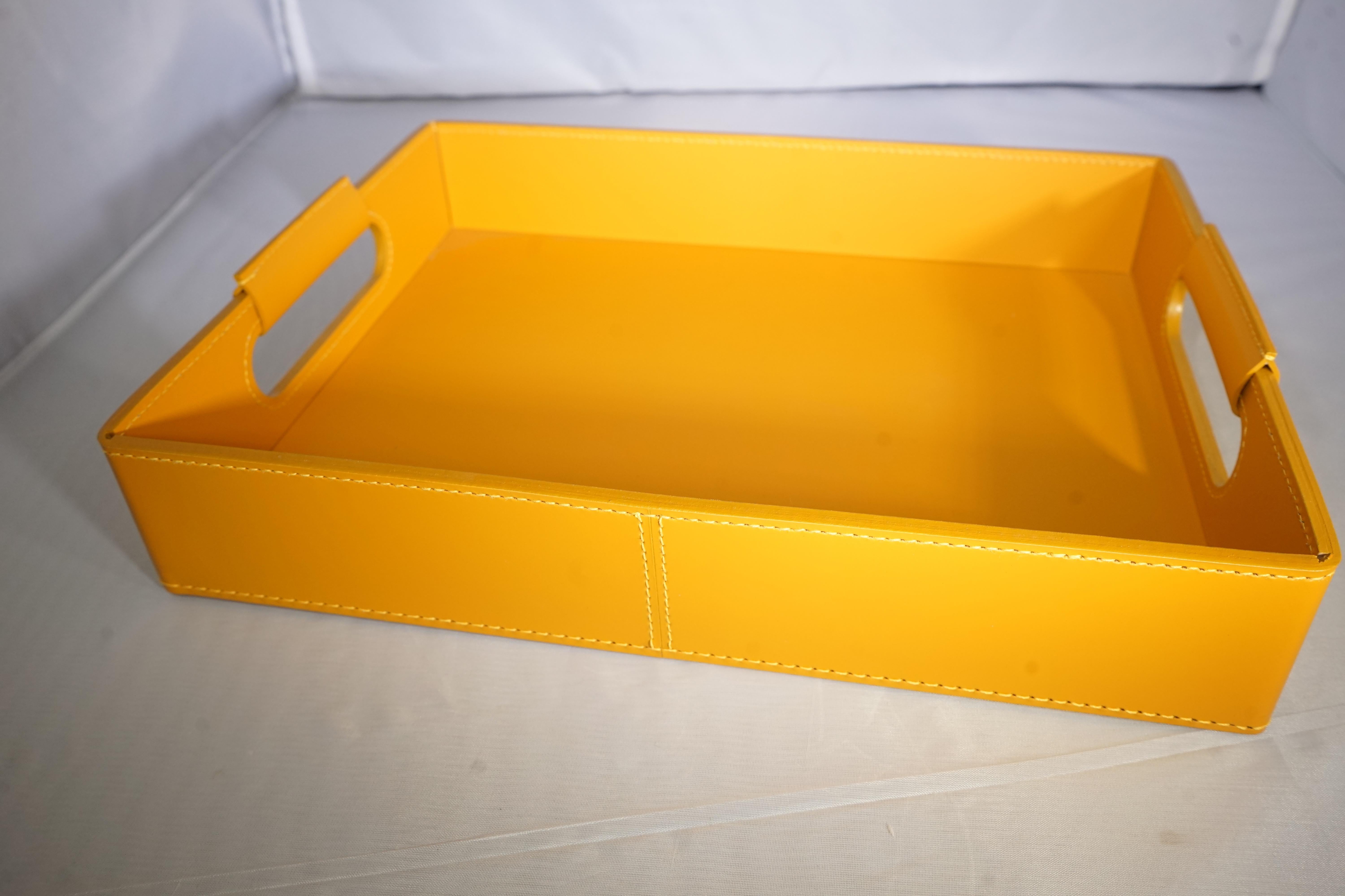 Contemporary Italian Yellow Rudi leather Ginepro Tray In New Condition In Aspen, CO