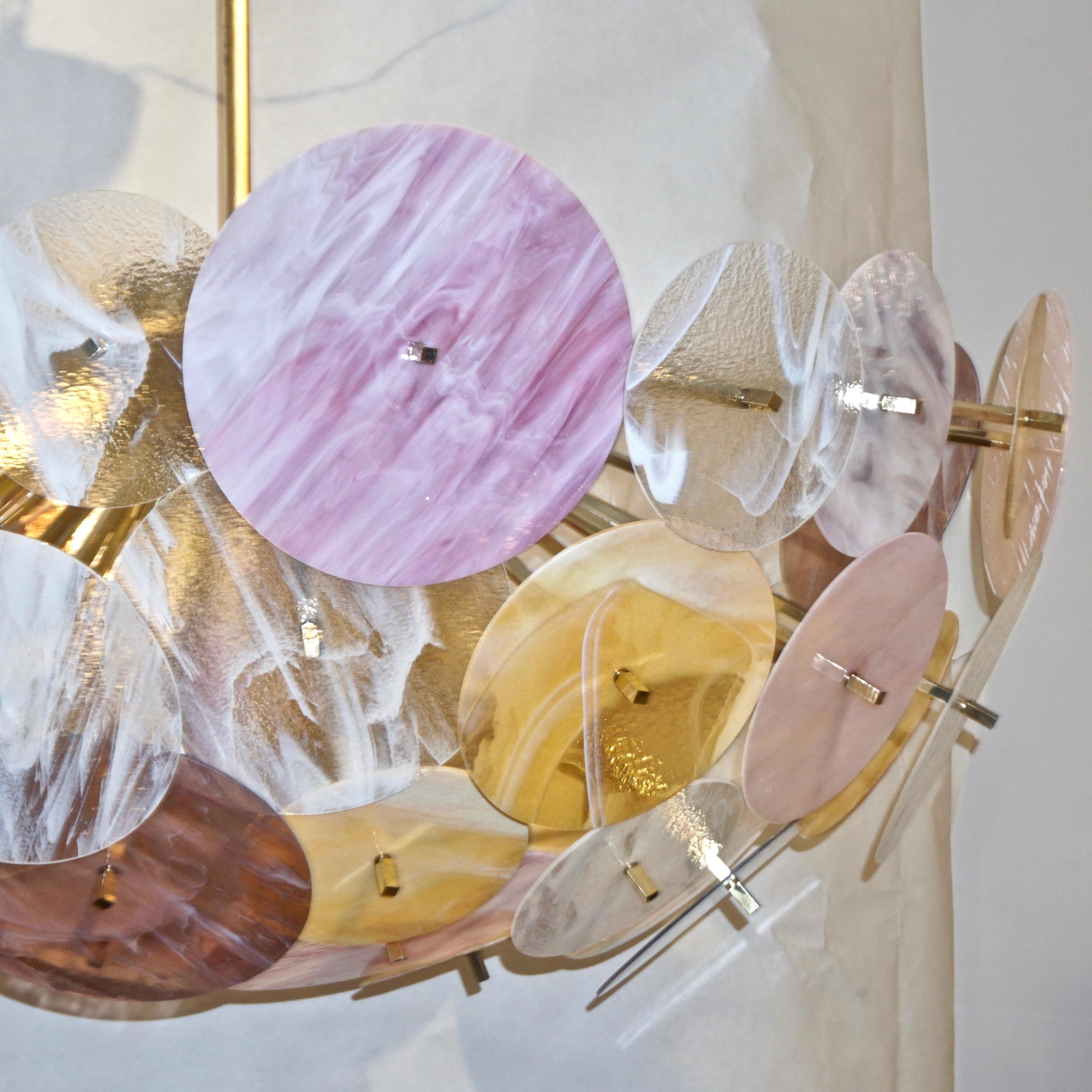 Monture encastrée italienne contemporaine Sputnik ovale en verre de Murano jaune, blanc, rose et rose Neuf - En vente à New York, NY