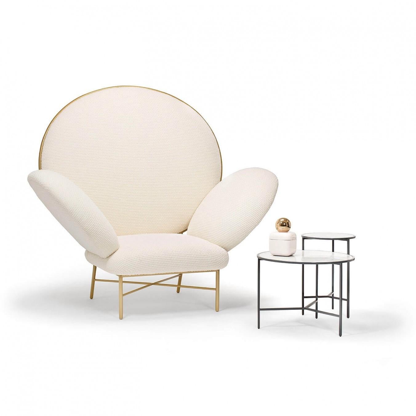 Slovenian Contemporary Ivory Upholstered Armchair, Stay Armchair by Nika Zupanc for Se For Sale