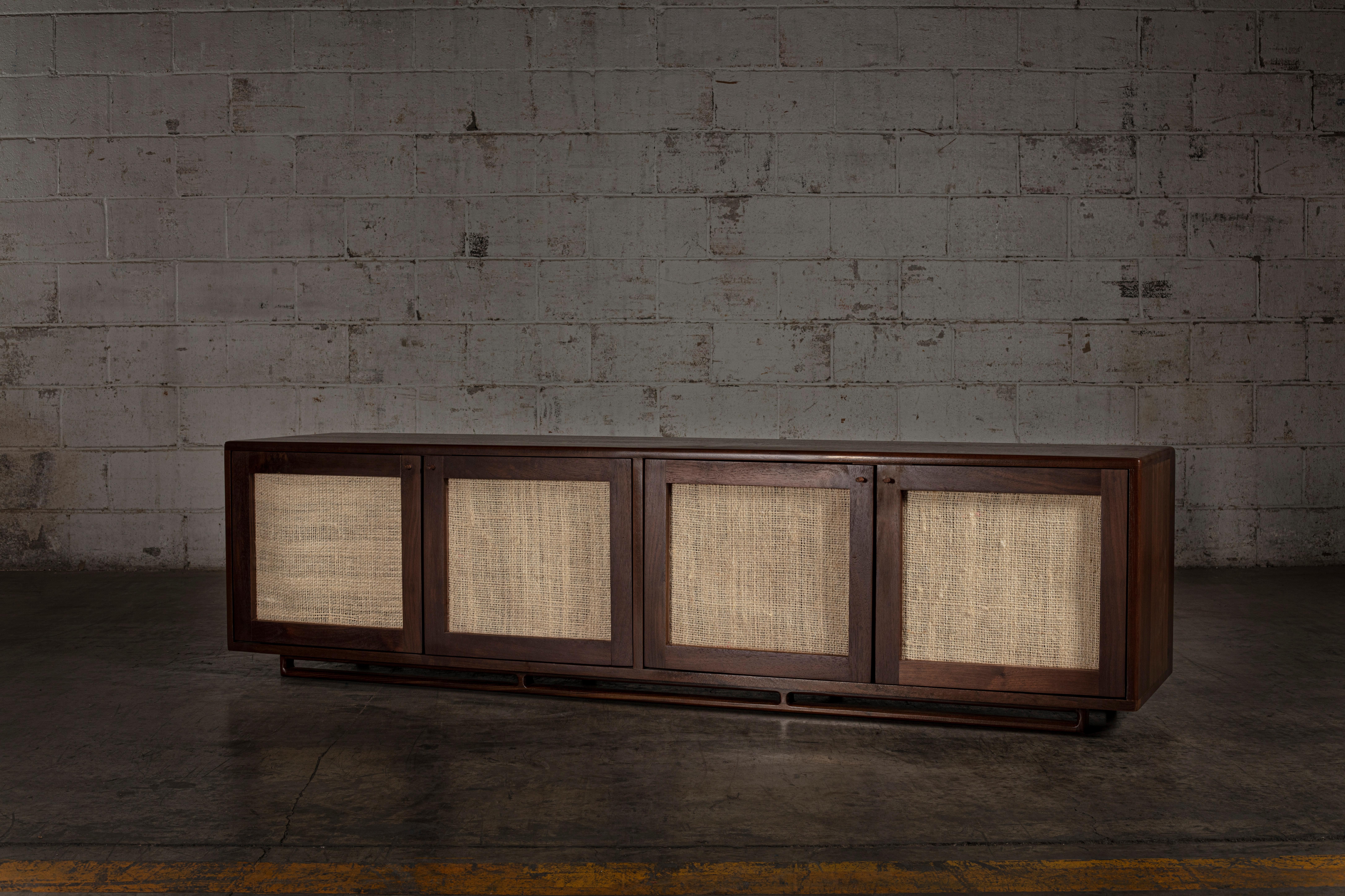 Mid-Century Modern Contemporary Ixtle Solid Walnut Finish Credenza For Sale