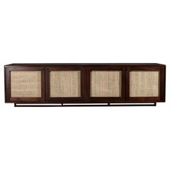 Retro Contemporary Ixtle Solid Walnut Finish Credenza