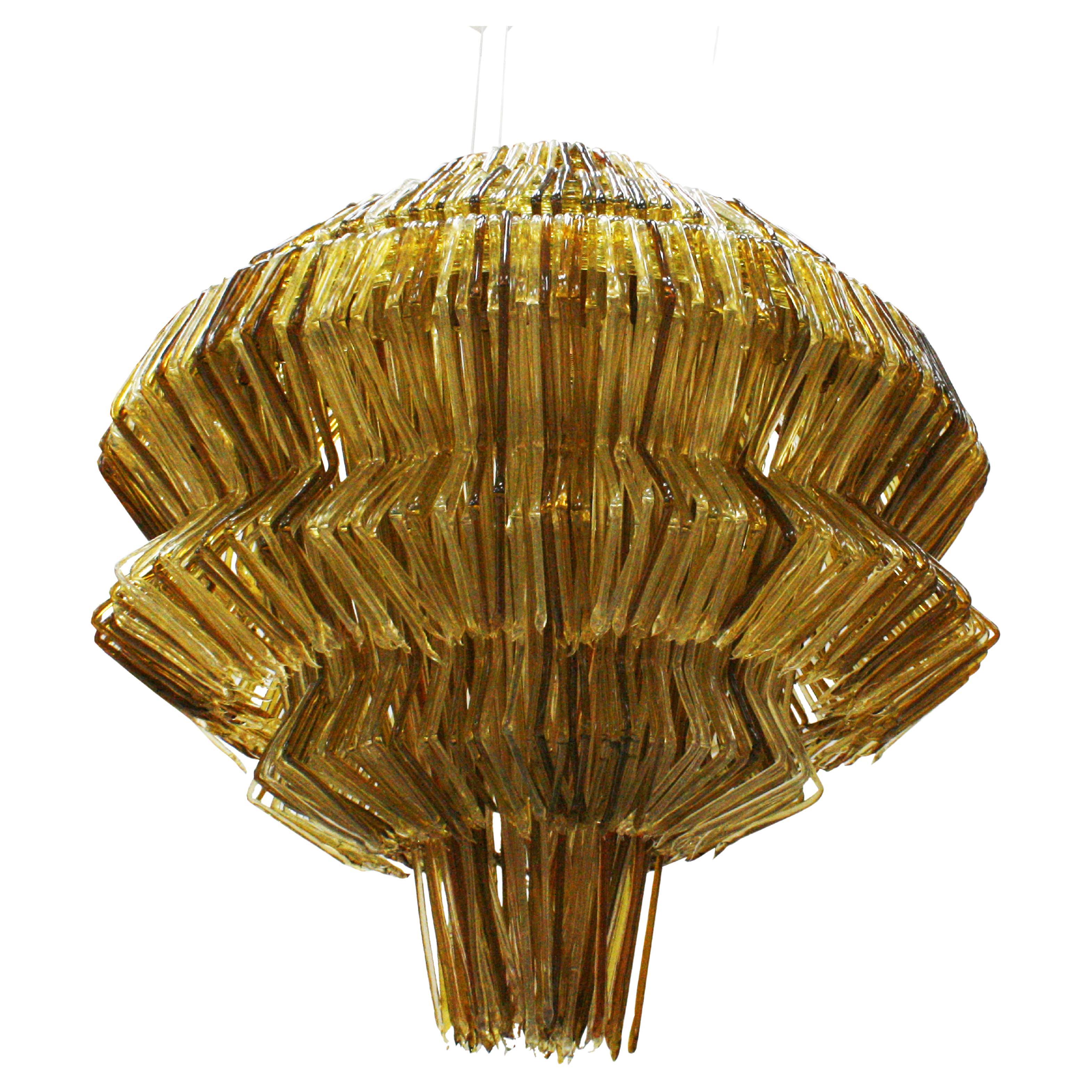 Contemporary Jacopo Foggini Pendant Gold and Brown Polycarbonate Italian Lamp For Sale