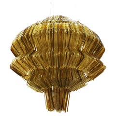 Contemporary Jacopo Foggini Pendant Gold and Brown Polycarbonate Italian Lamp