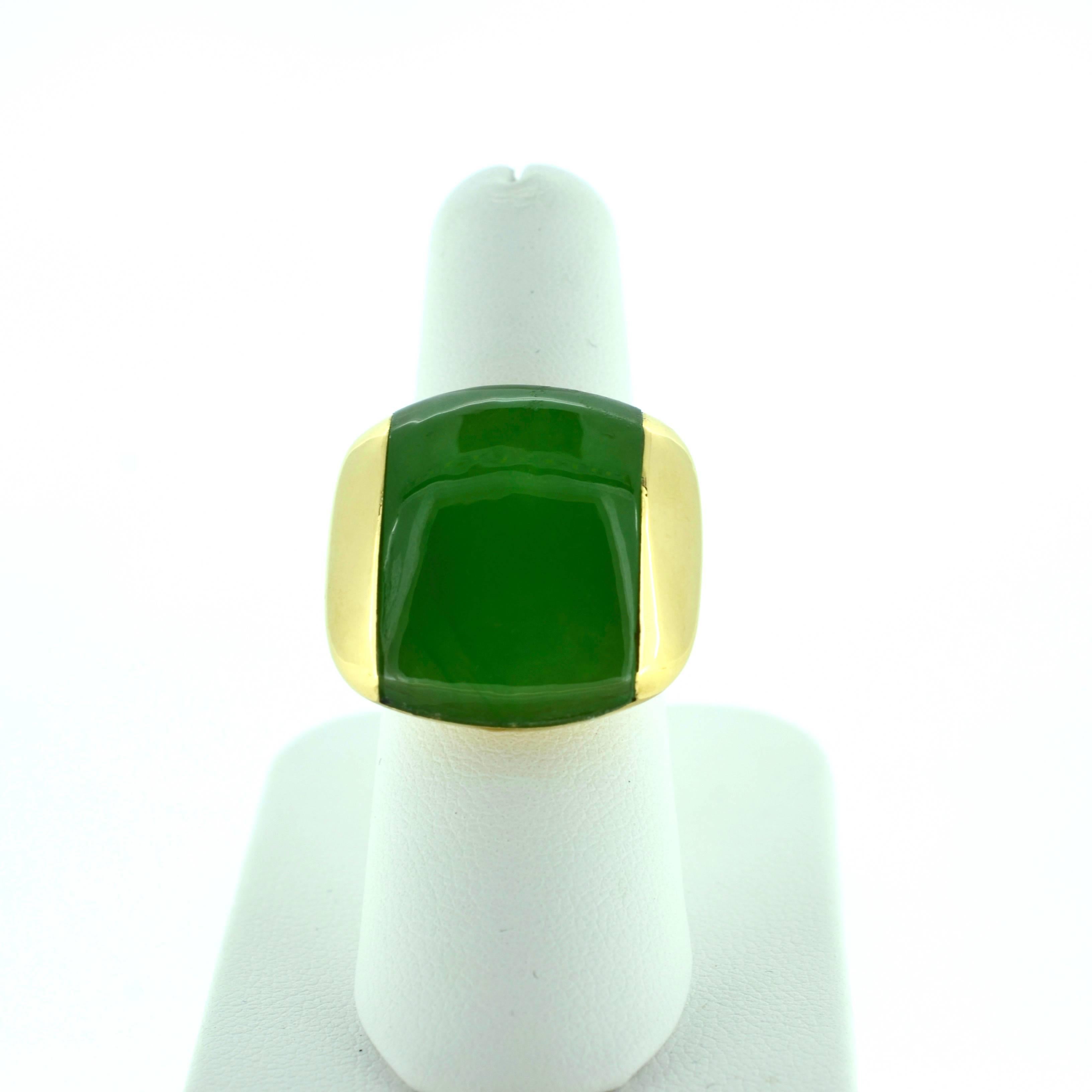 Artisan Contemporary Jadeite Gold Ring For Sale