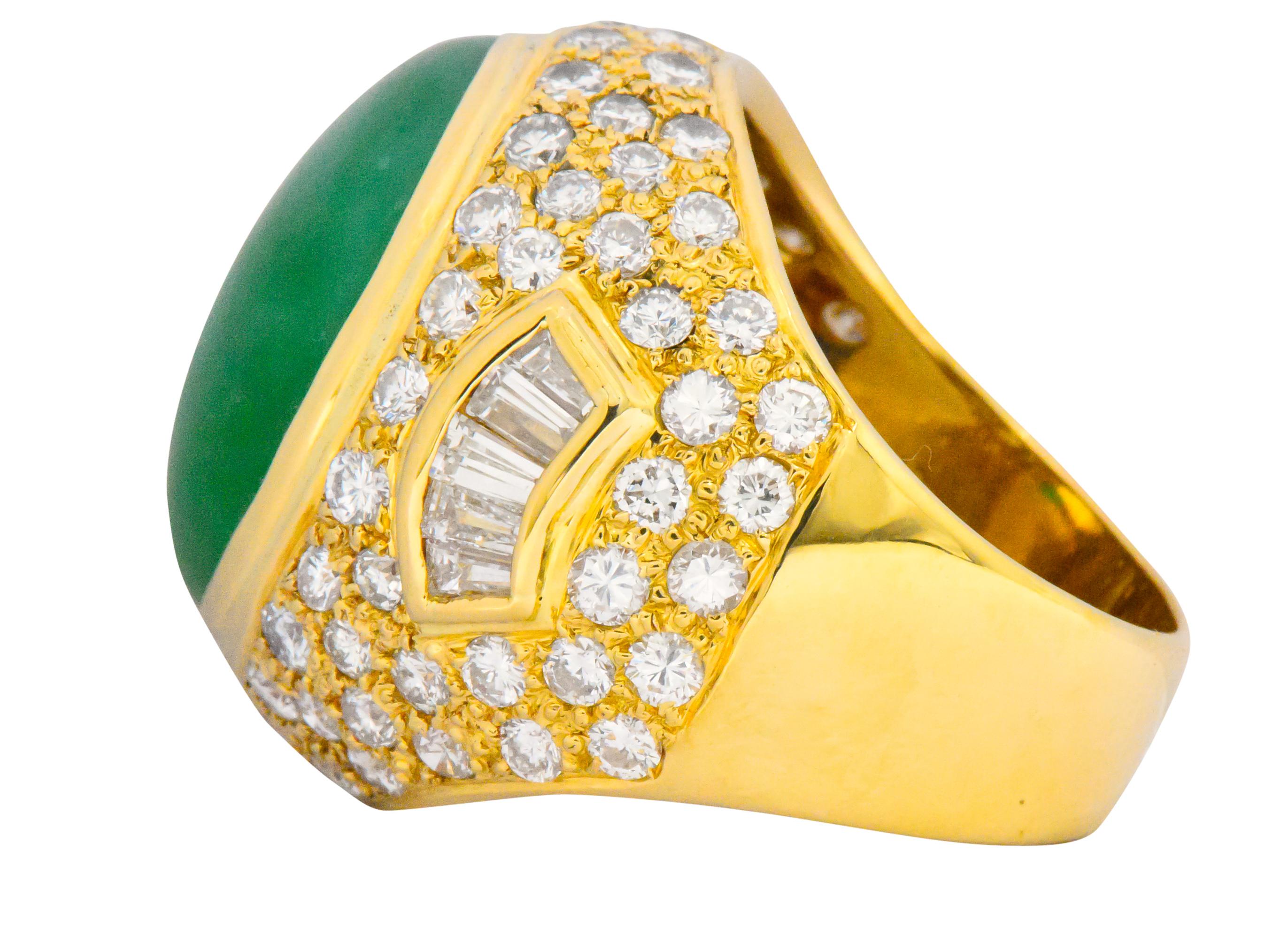 Contemporary Jadeite Jade Diamond 18 Karat Gold Large Cocktail Ring GIA 2