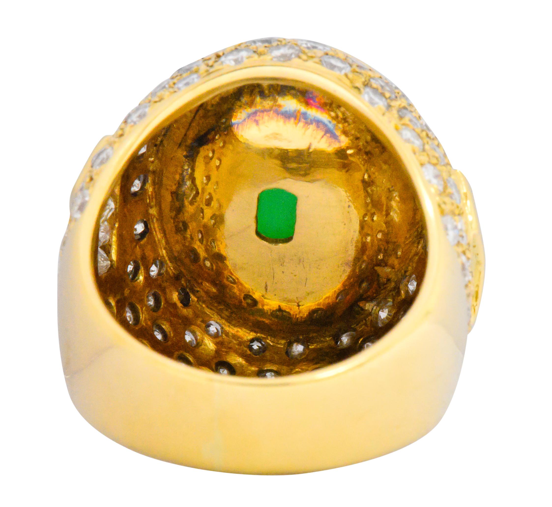 Contemporary Jadeite Jade Diamond 18 Karat Gold Large Cocktail Ring GIA 3