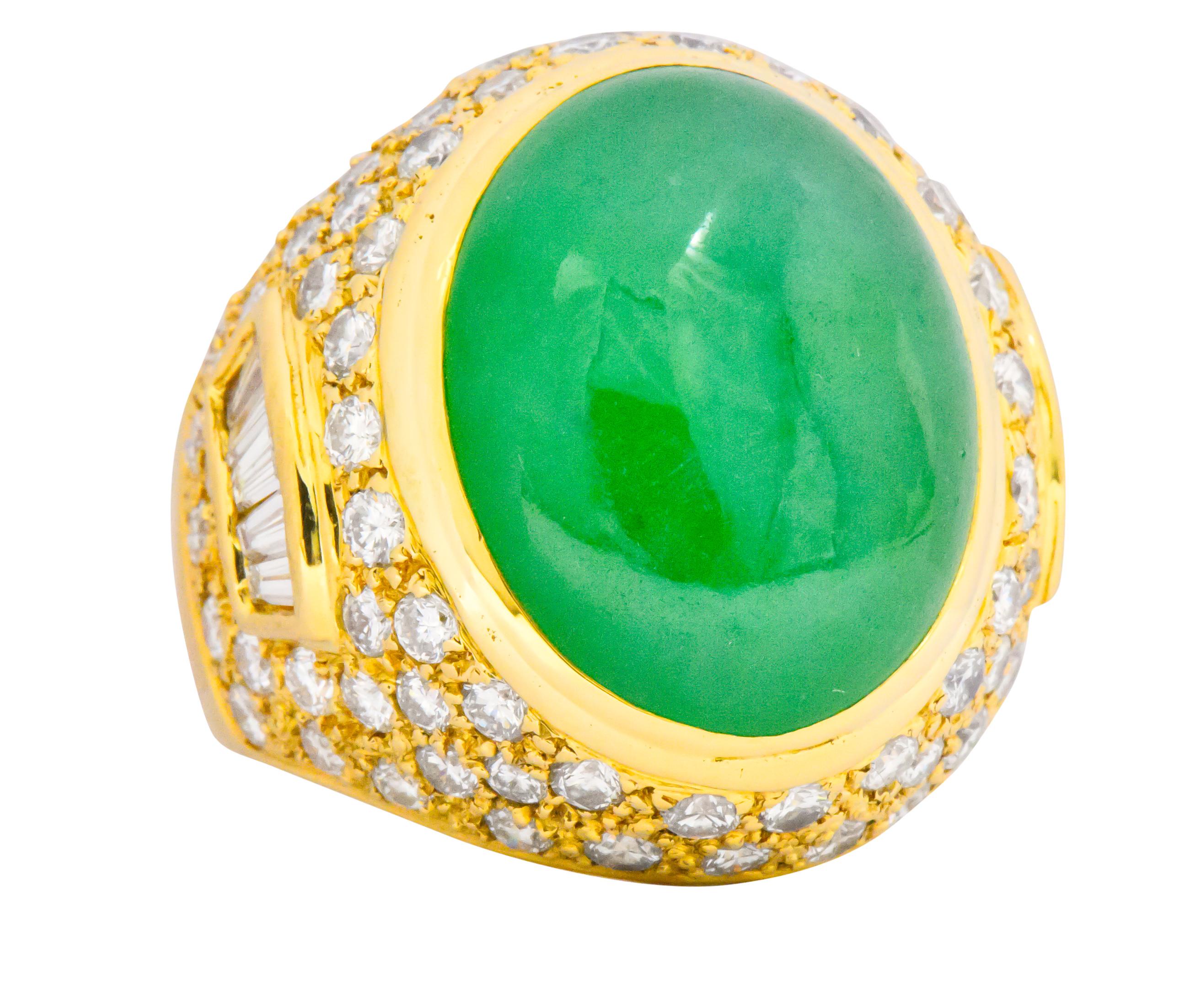 Contemporary Jadeite Jade Diamond 18 Karat Gold Large Cocktail Ring GIA 4