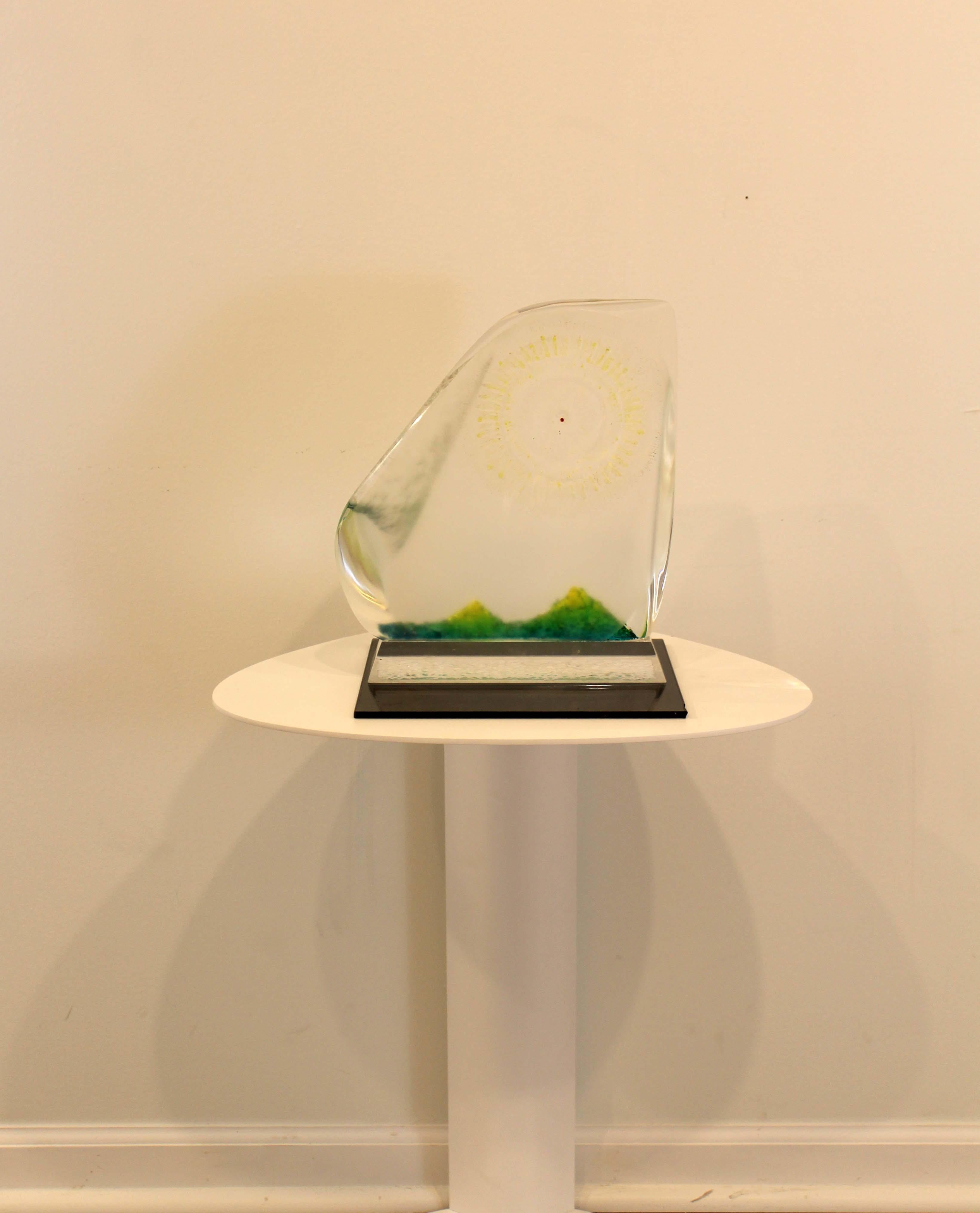 Contemporary James Nani Acrylic Green Sunbeam Sculpture, 1980s In Good Condition For Sale In Keego Harbor, MI